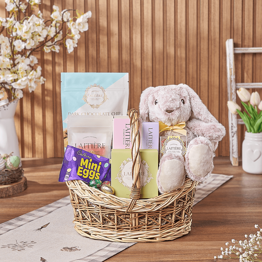 Easter Bunny Candy Basket, easter gift, easter, chocolate gift, chocolate, plush gift, plush, New Jersey delivery