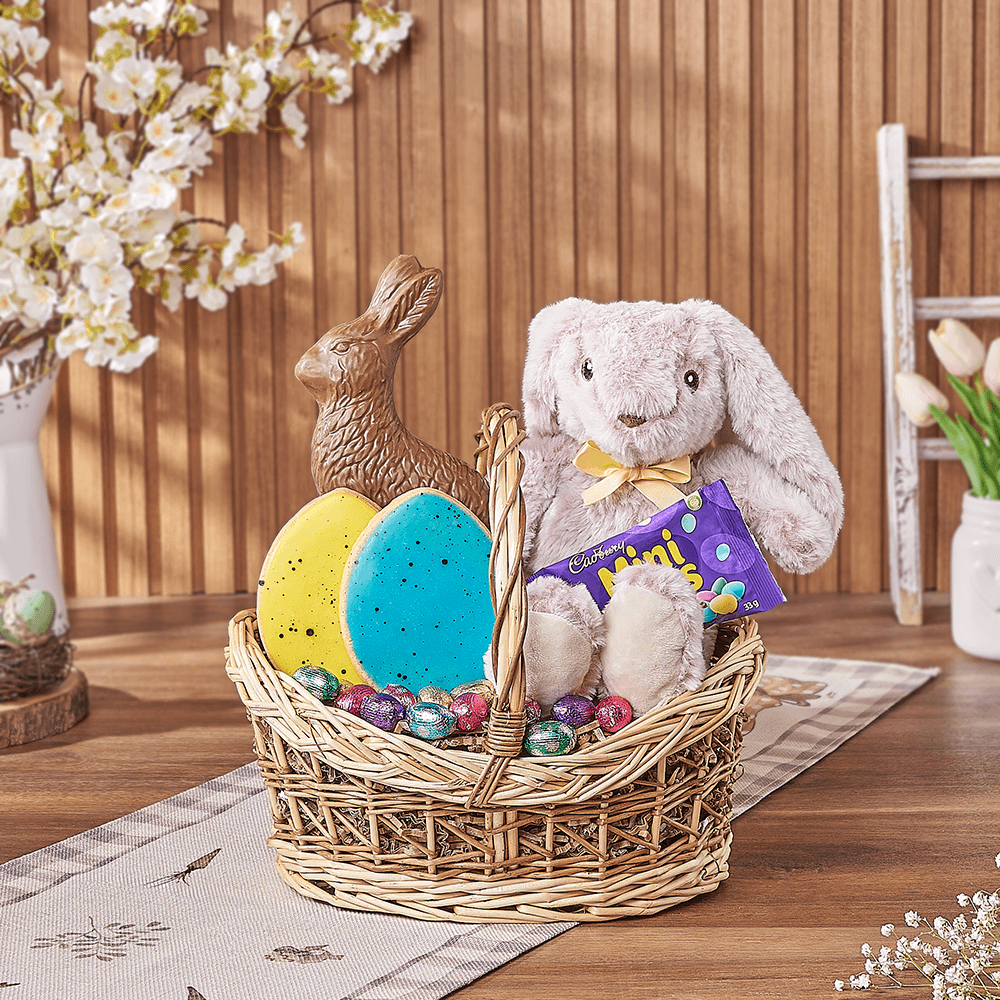 Plush Bunny Easter Basket with Chocolates – how the gift is presented