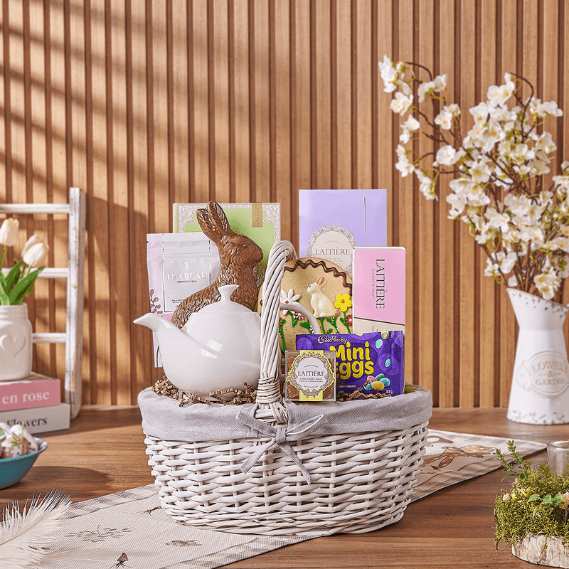 Easter Tea Party Gift Basket, tea gift, tea, chocolate gift, chocolate, easter gift, easter, easter basket, New Jersey delivery