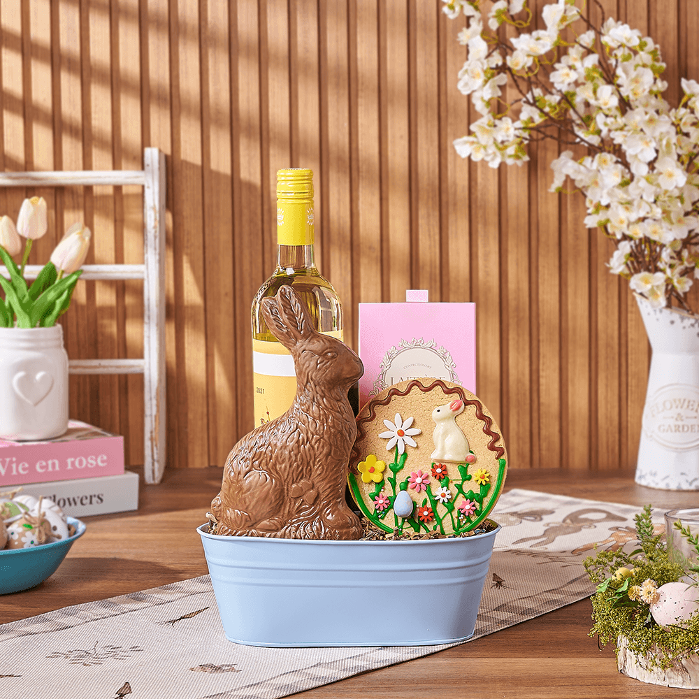 Easter Wine &amp; Chocolate Bunny Gift, wine gift, wine, chocolate gift, chocolate, easter gift, easter, New Jersey delivery