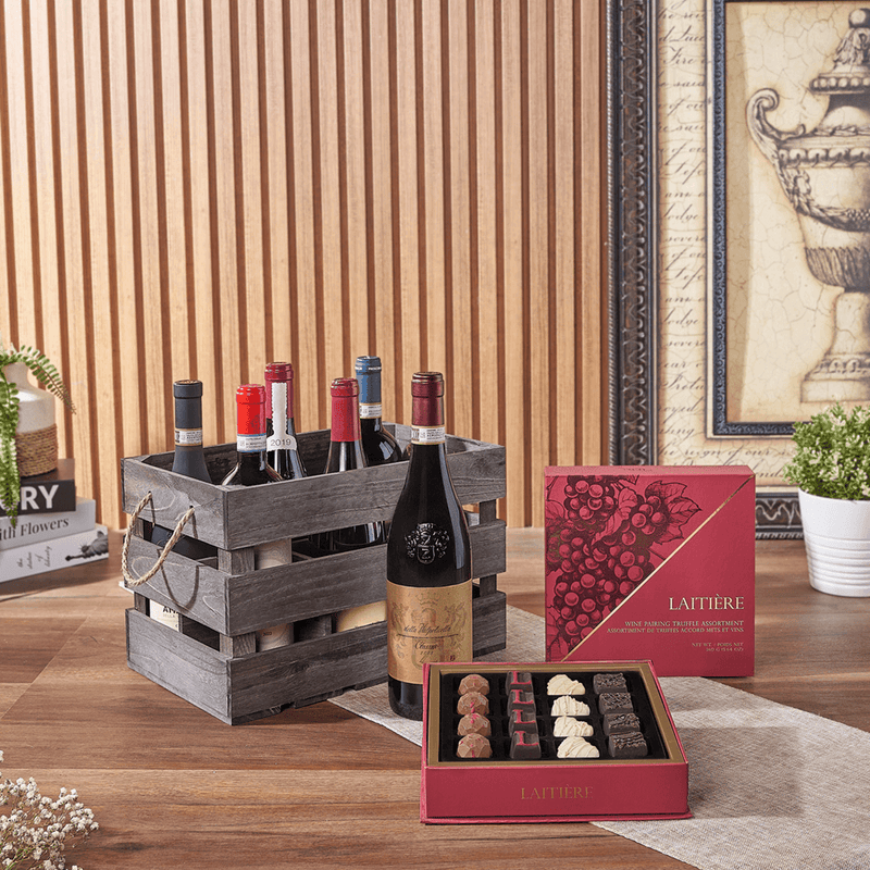 Exceptional Wine Gift Crate - Premium Wines, wine gift, wine, chocolate gift, chocolate, luxury gift, luxury, New Jersey delivery