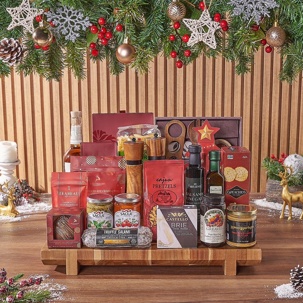 Festive Spirits &amp; Treat Board from New Jersey Baskets - Liquor Gift Basket - New Jersey Delivery
