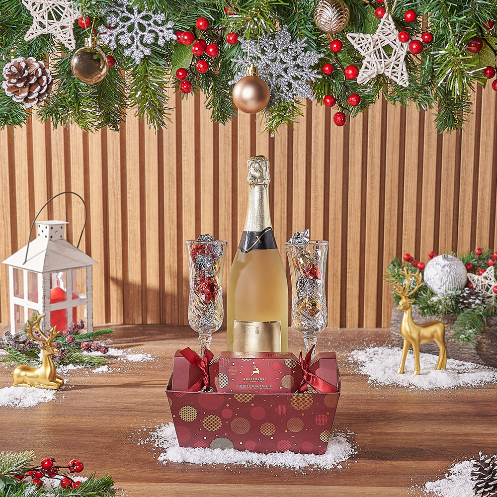 Festive Truffles & Champagne Set, champagne gift, champagne, sparkling wine gift, sparkling wine, chocolate gift, chocolate, Christmas gift, Christmas, New Jersey delivery