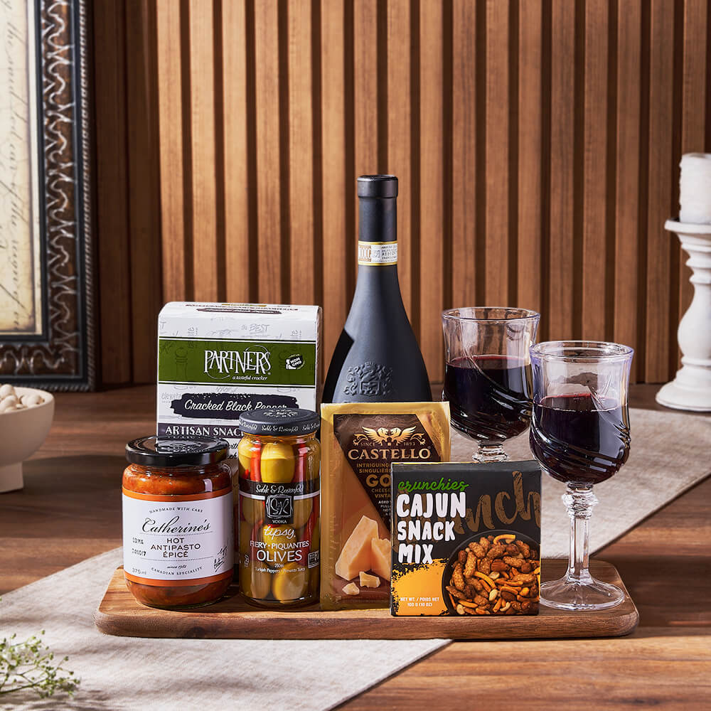 From Italy With Love Wine &amp; Cheese Gift Basket, wine gift, wine, cheese gift, cheese, appetizer gift, appetizer, New Jersey delivery