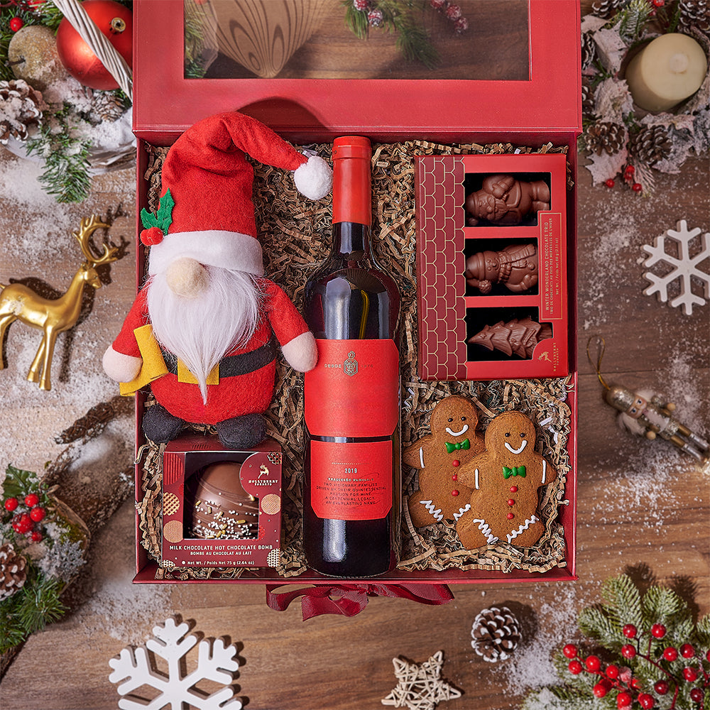 Gingerbread Man &amp; Wine Gift Set, wine gift, wine, chocolate gift, chocolate, christmas gift, christmas, New Jersey delivery