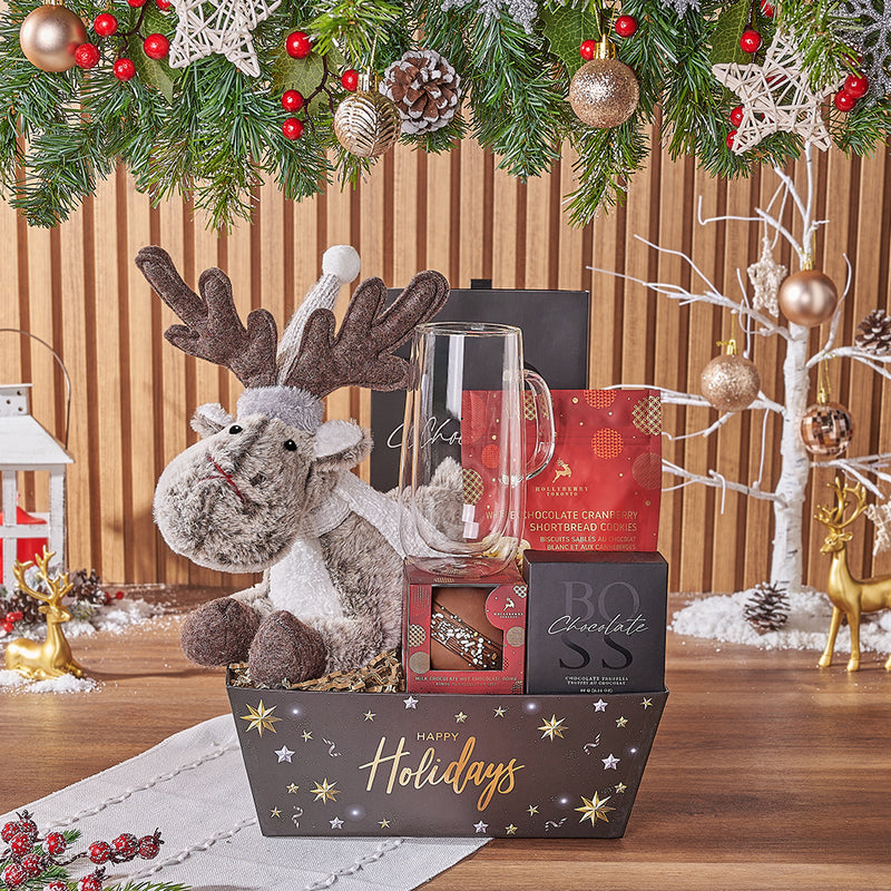 Gourmet Christmas Reindeer Set, christmas gift, christmas, chocolate gift, chocolate, hot chocolate gift, hot chocolate, New Jersey delivery