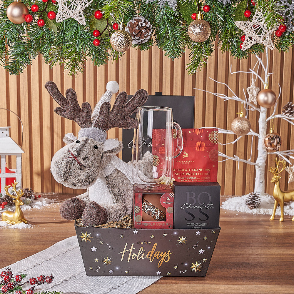 Gourmet Christmas Reindeer Set, christmas gift, christmas, chocolate gift, chocolate, hot chocolate gift, hot chocolate, New Jersey delivery
