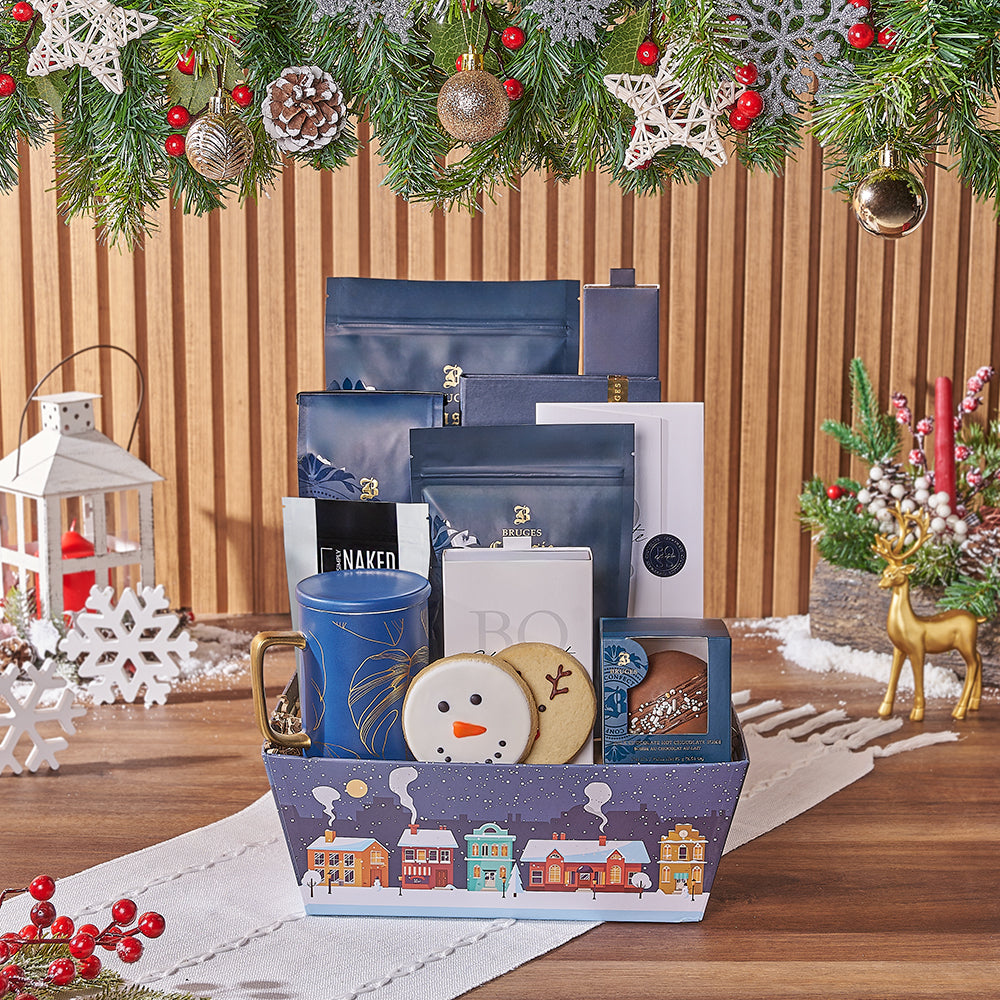 Holiday Chocolate and Mug Gift Basket – how the gift is presented