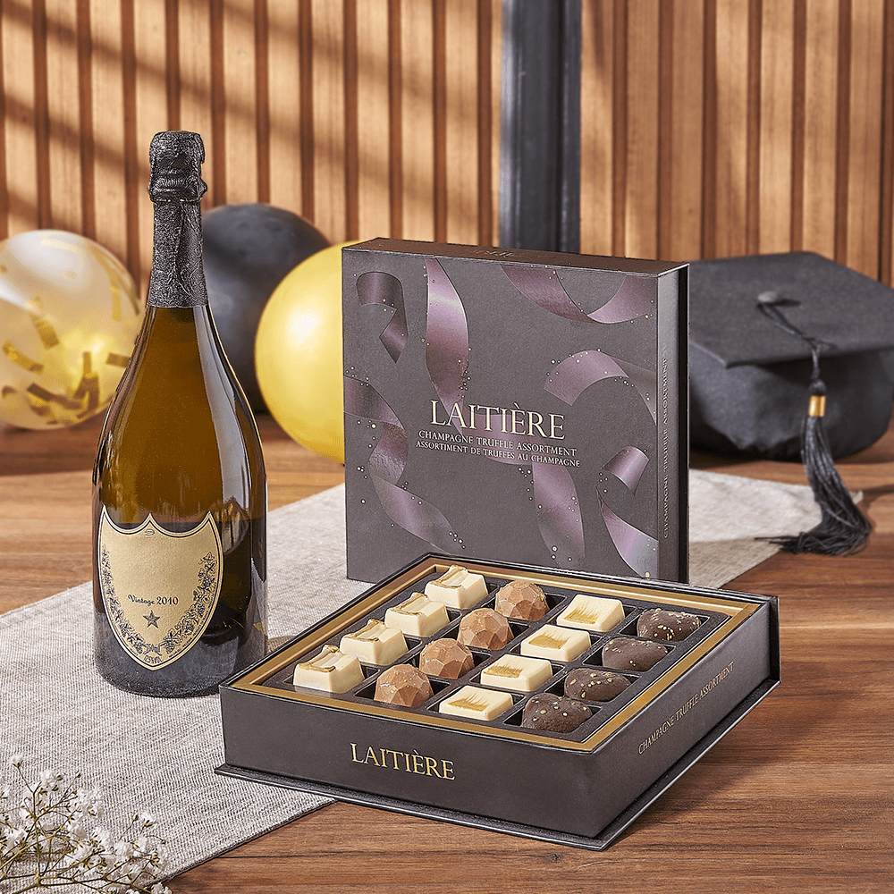 Graduation Champagne &amp; Truffle Gift, graduation gift, graduation, champagne gift, champagne, sparkling wine gift, sparkling wine, chocolate gift, chocolate, New Jersey delivery