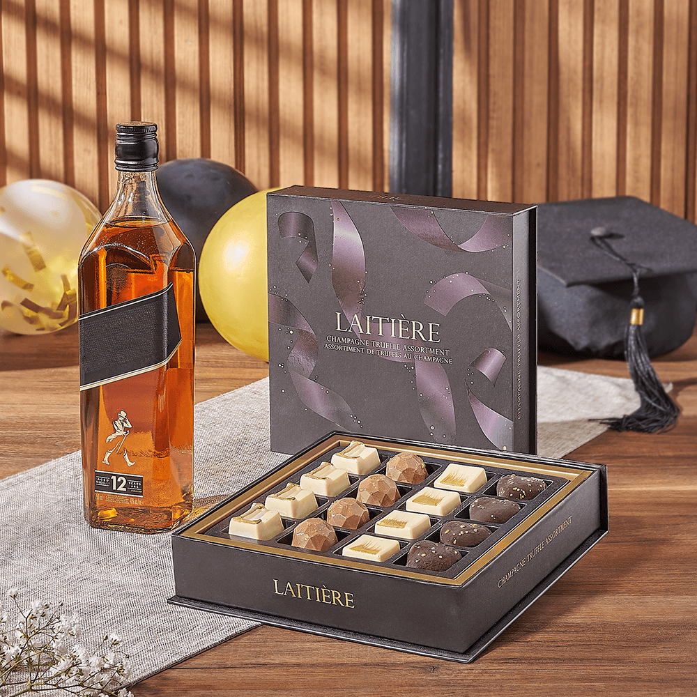 Graduation Spirits & Truffle Gift, graduation gift, graduation, liquor gift, liquor, chocolate gift, chocolate, New Jersey delivery