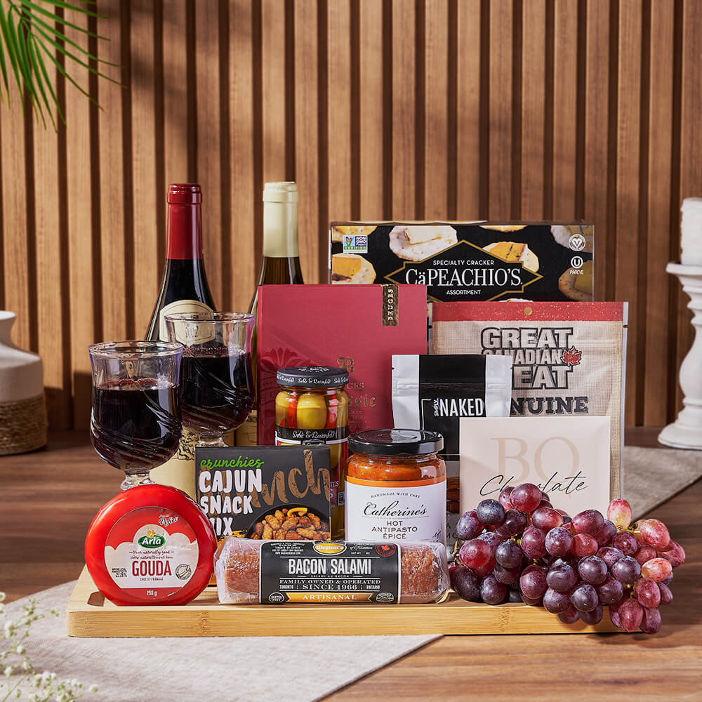 Grand Cheese &amp; Wine Gift Basket, wine gift, wine, charcuterie gift, charcuterie, cheese gift, cheese, fruit gift, fruit, New Jersey Baskets delivery