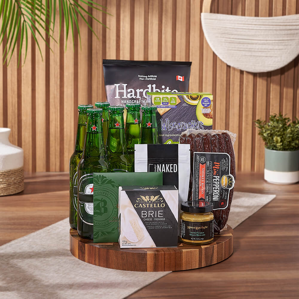 Heineken Beer &amp; Snacks Basket, beer gift, beer, Heineken gift, Heineken, charcuterie gift, charcuterie, New Jersey delivery