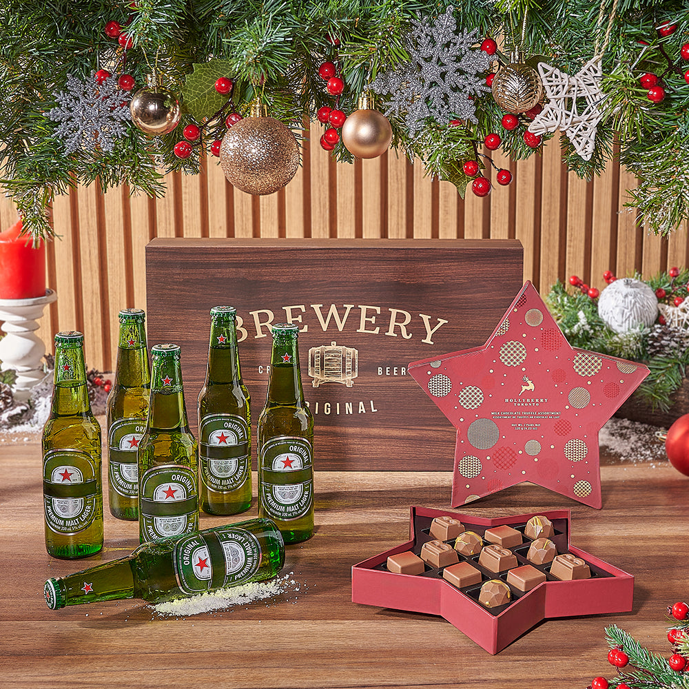 Holiday Beer &amp; Chocolates Set, beer gift, beer, chocolate gift, chocolate, christmas gift, christmas, New Jersey delivery