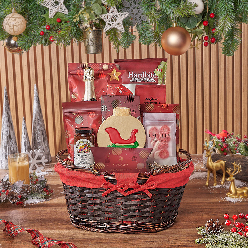 Holiday Champagne &amp; Snack Basket, champagne gift, champagne, sparkling wine gift, sparkling wine, christmas gift, christmas, New Jersey delivery