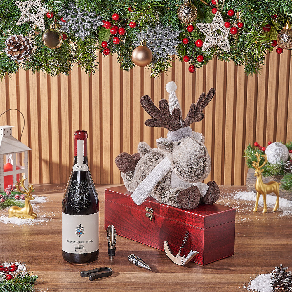 Holiday Reindeer &amp; Cheer Gift Set, wine gift, wine, christmas gift, christmas, New Jersey delivery