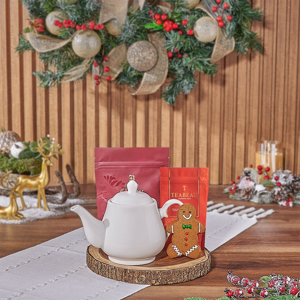 Holiday Tea & Cookies Gift Basket, tea gift, tea, cookie gift, cookie, Christmas gift, christmas, New Jersey delivery