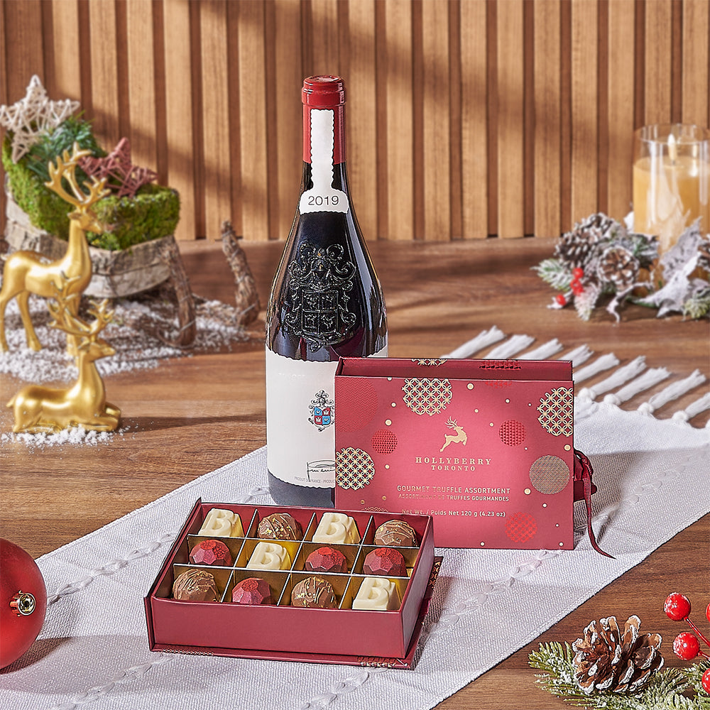 Holiday Wine &amp; Chocolate Gift, wine gift, wine, christmas gift, christmas, chocolate gift, chocolate, New Jersey delivery