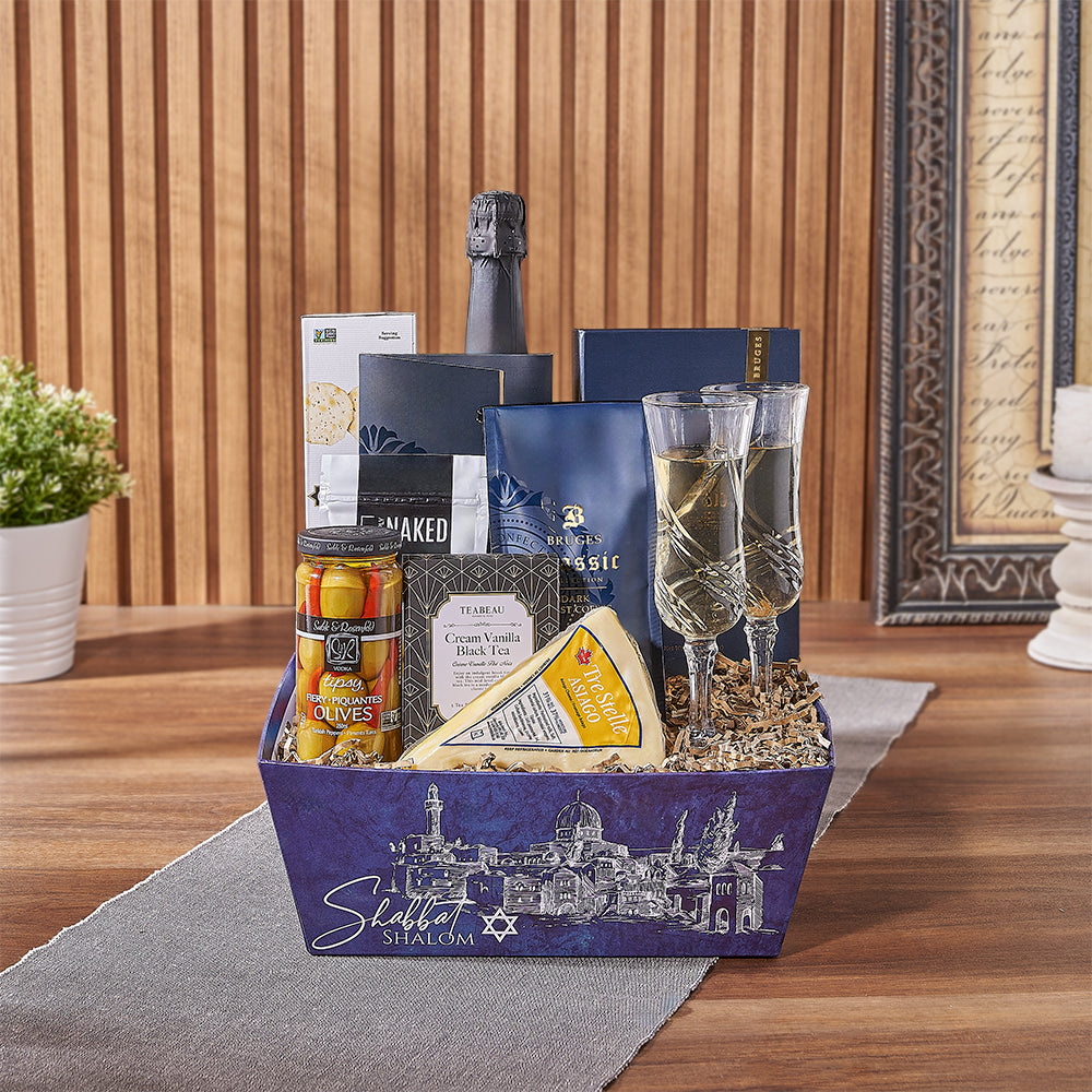 Kosher Champagne &amp; Cheese Basket from New Jersey Baskets - Champagne Gift Set - New Jersey Delivery