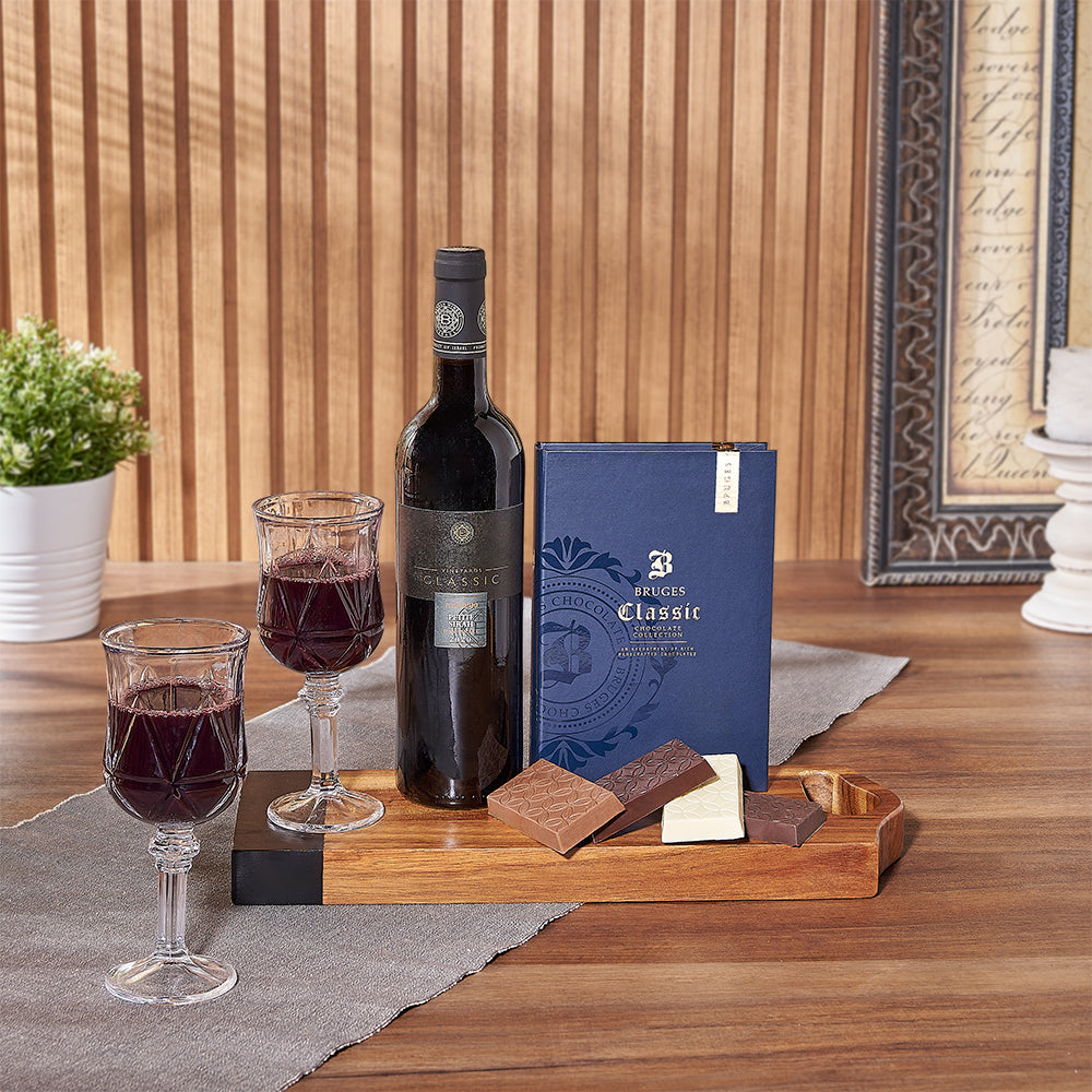 Kosher Wine &amp; Chocolate for Two from New Jersey Baskets - Wine Gift Set - New Jersey Delivery