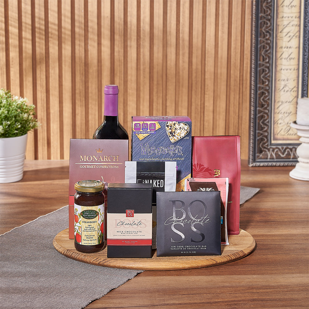 Kosher Wine &amp; Snack Board from New Jersey Baskets - Wine Gift Basket - New Jersey Delivery