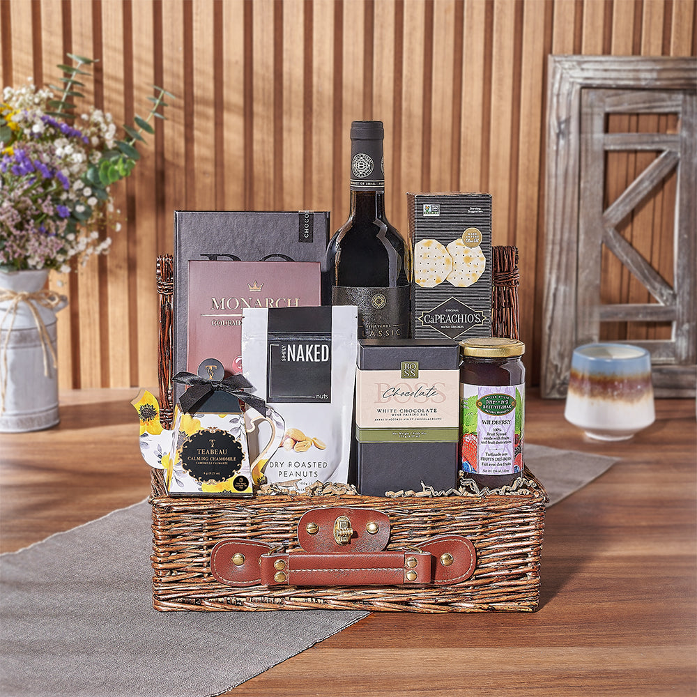Kosher Wine &amp; Snacks Basket from New Jersey Baskets - Wine Gift Set - New Jersey Delivery