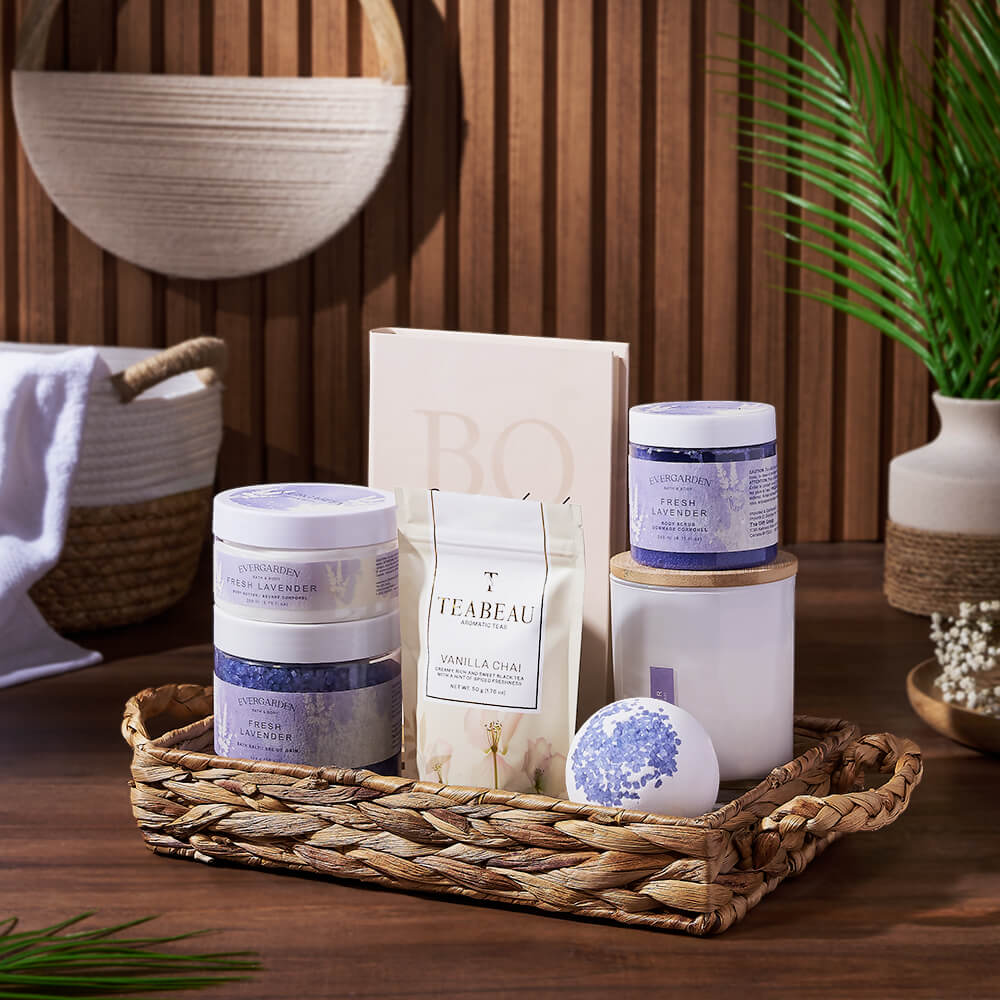 Lavender and Tea Spa Crate, spa gift, spa, bath &amp; body gift, bath &amp; body, tea gift, tea, New Jersey delivery