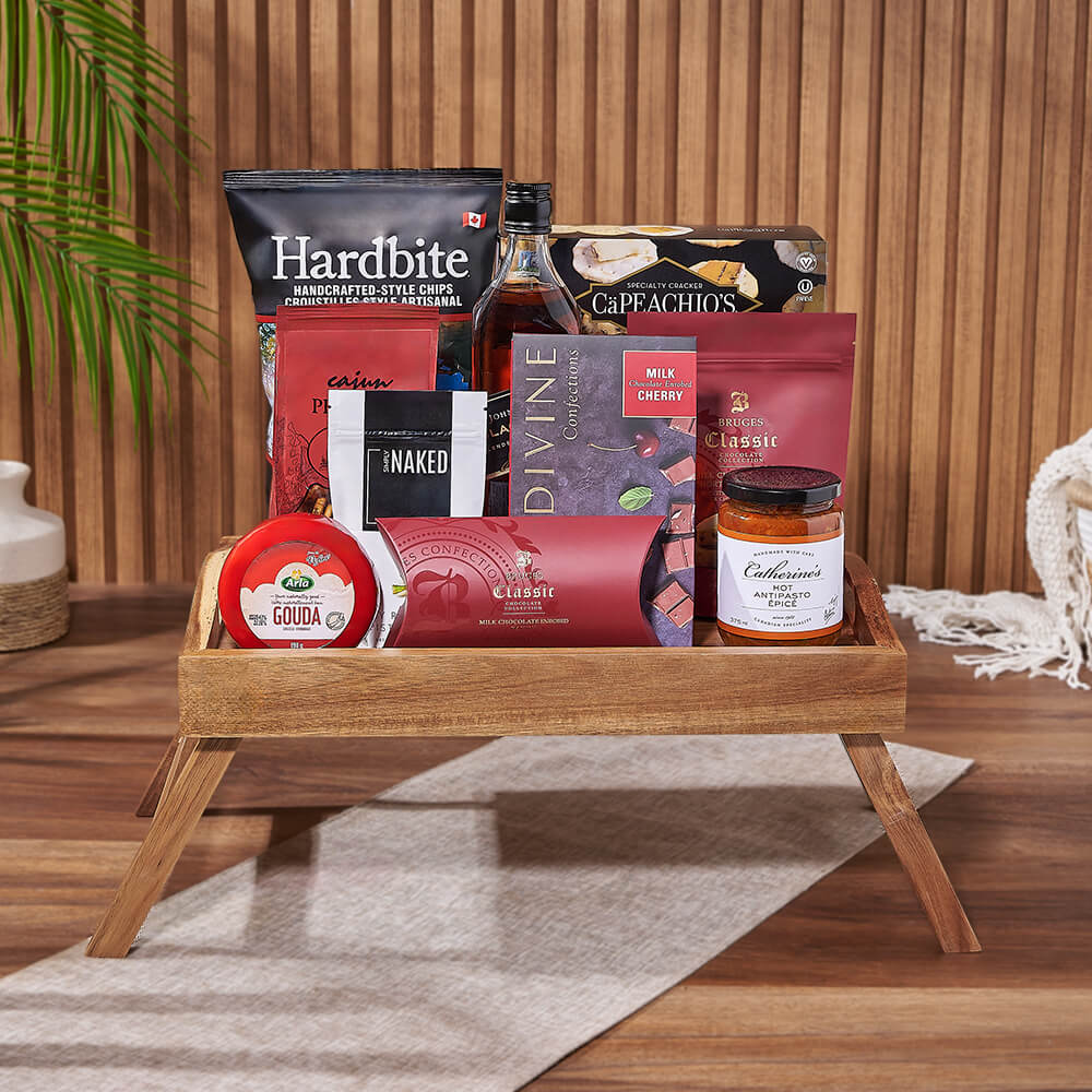 Liquor &amp; Refreshment Gift Tray, liquor gift, liquor, snack gift, snack, New Jersey delivery