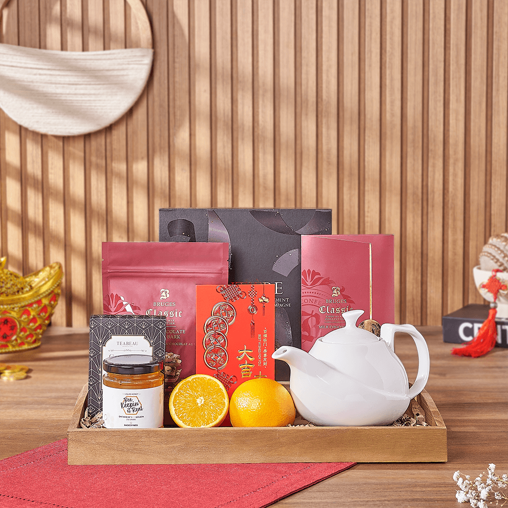 Lucky Tea Time Gift Tray, chinese new year gift, chinese new year, lunar new year gift, lunar new year, tea gift, tea, New Jersey delivery