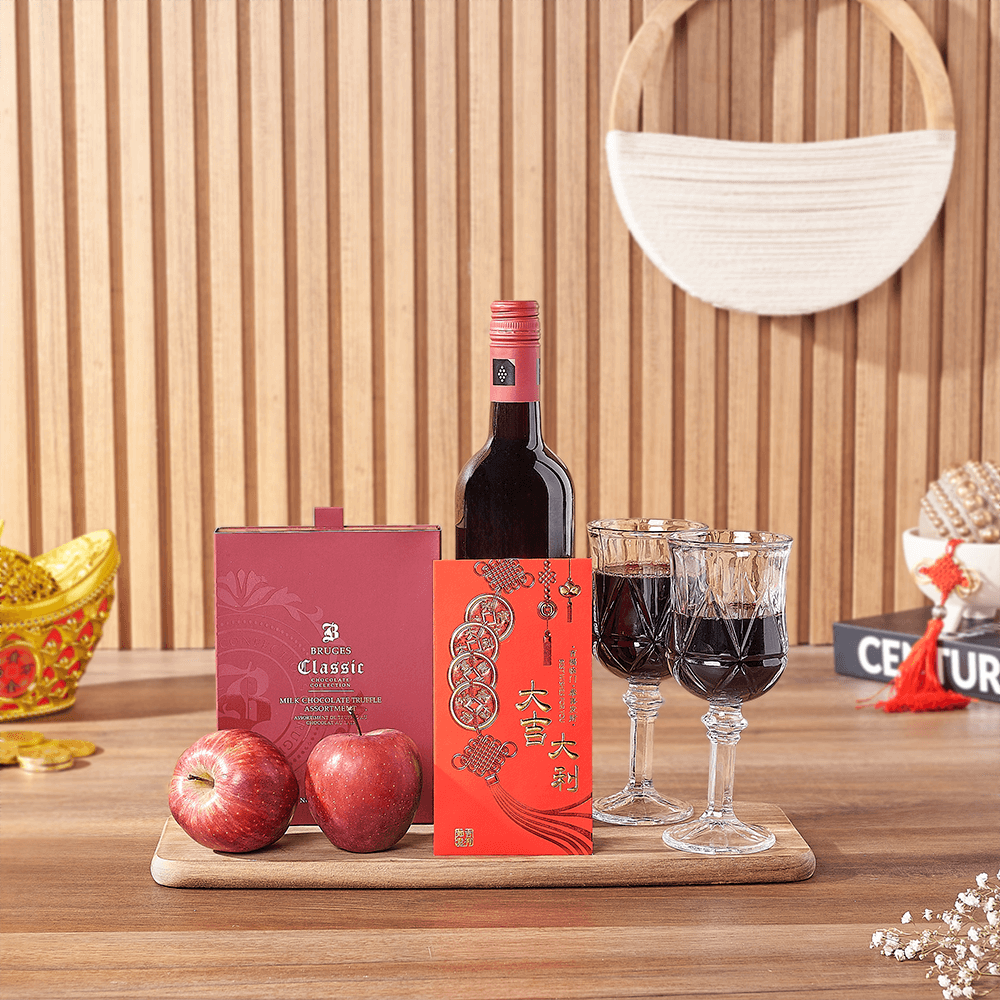 Lunar New Year Wine & Chocolate Gift, wine gift, wine, chinese new year gift, chinese new year, lunar new year gift, lunar new year, New Jersey delivery