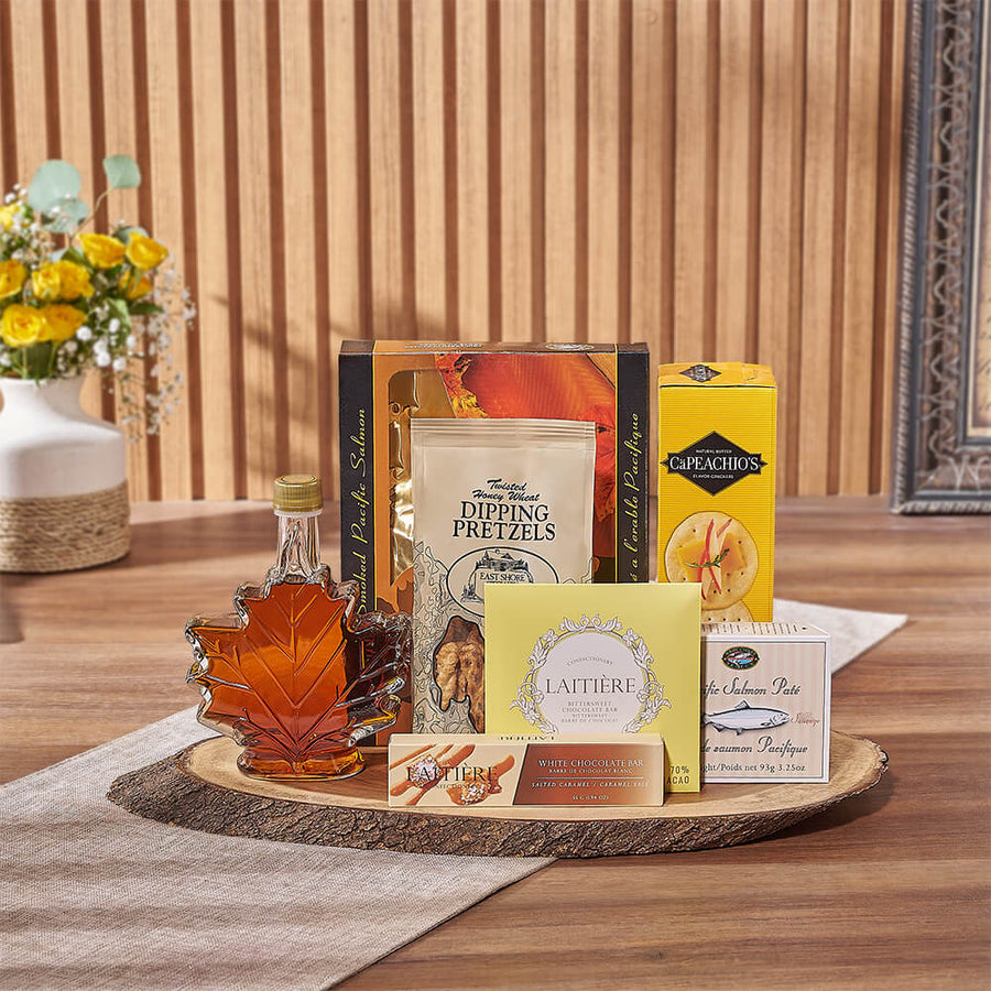 Maple & Salmon Gift Basket, seafood gift, seafood, chocolate gift, chocolate, New Jersey delivery