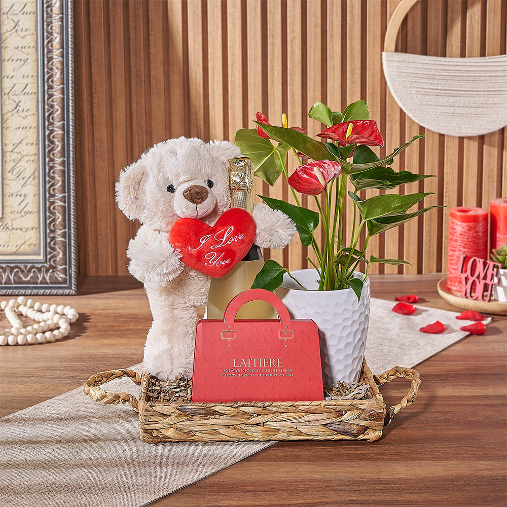 Valentine's Day Sparkling Wine with Plant – how the gift is presented