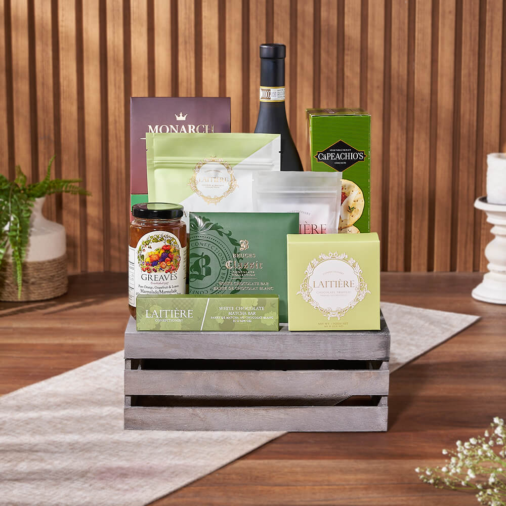 Oakridge Wine &amp; Snack Gift Crate, wine gift, wine, chocolate gift, chocolate, cookie gift, cookie, New Jersey delivery