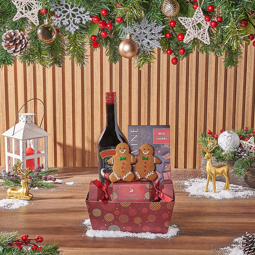 Red Sweets &amp; Spirits Gift Set, liquor gift, liquor, chocolate gift, chocolate, christmas gift, christmas, New Jersey delivery