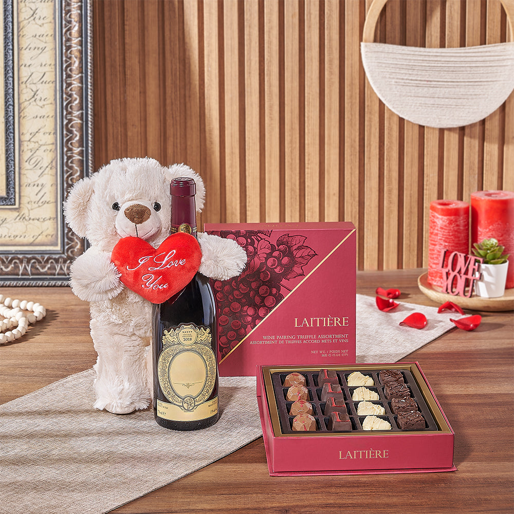 Valentine's Wine and Truffles Gift – how the gift is presented