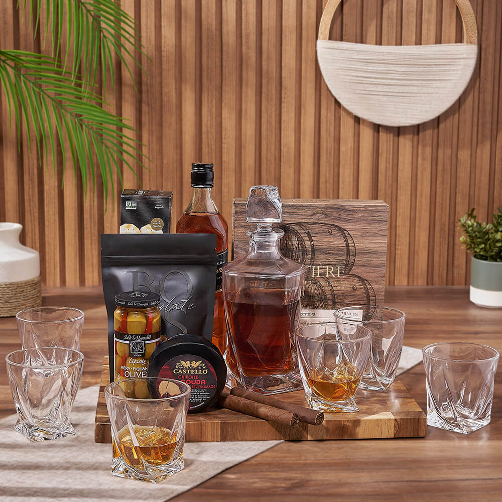 Royal Cigar & Liquor Gift Set, liquor gift, liquor, cigar gift, cigar, decanter gift, decanter, New Jersey  delivery