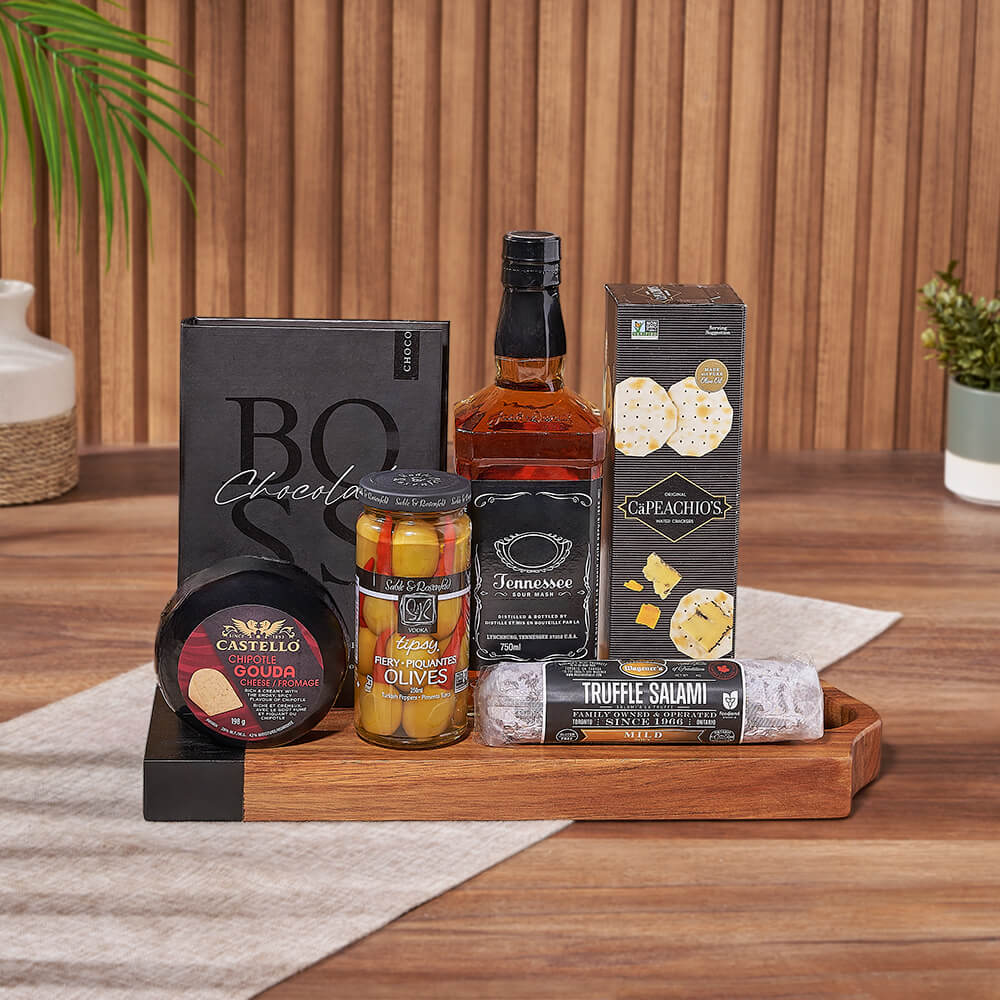 Salami, Cheese &amp; Liquor Board, liquor gift, liquor, charcuterie gift, charcuterie, New Jersey delivery