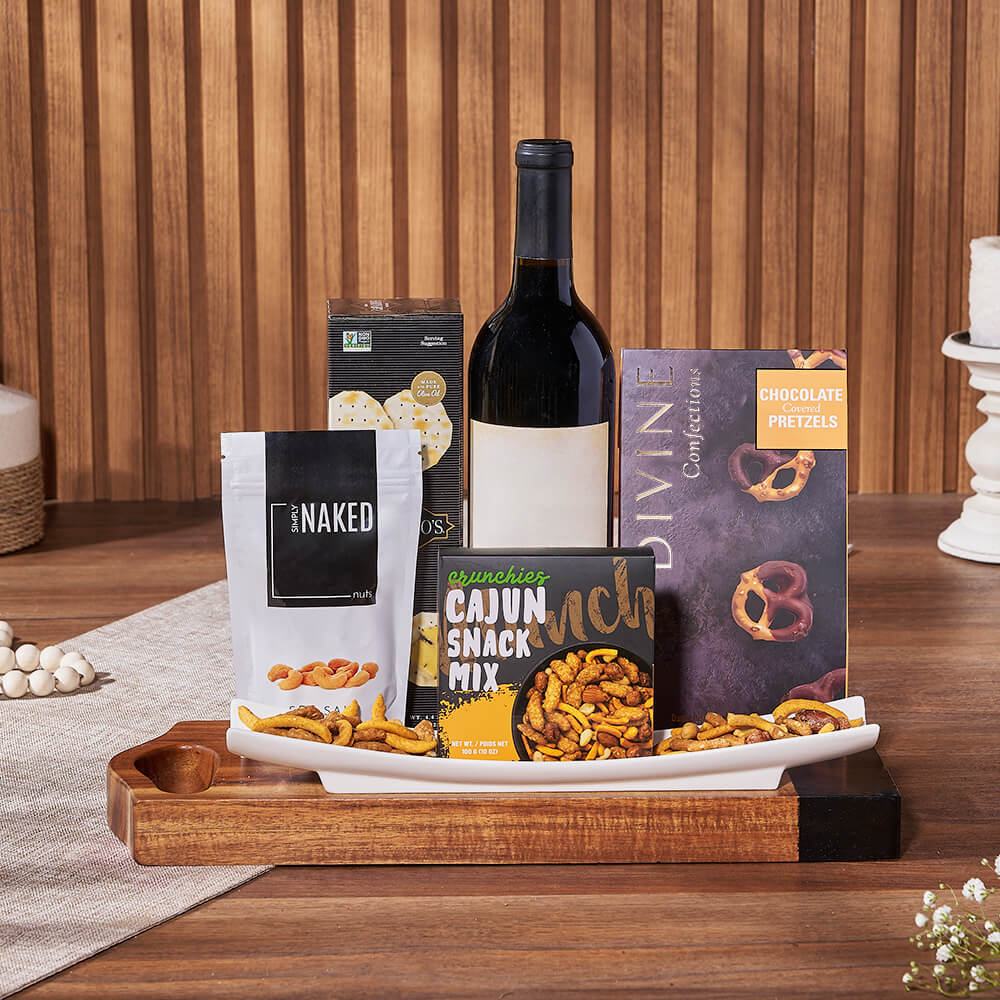 Salty Snack &amp; Wine Gift Set, wine gift, wine, snack gift, snack, nuts gift, nuts, New Jersey delivery