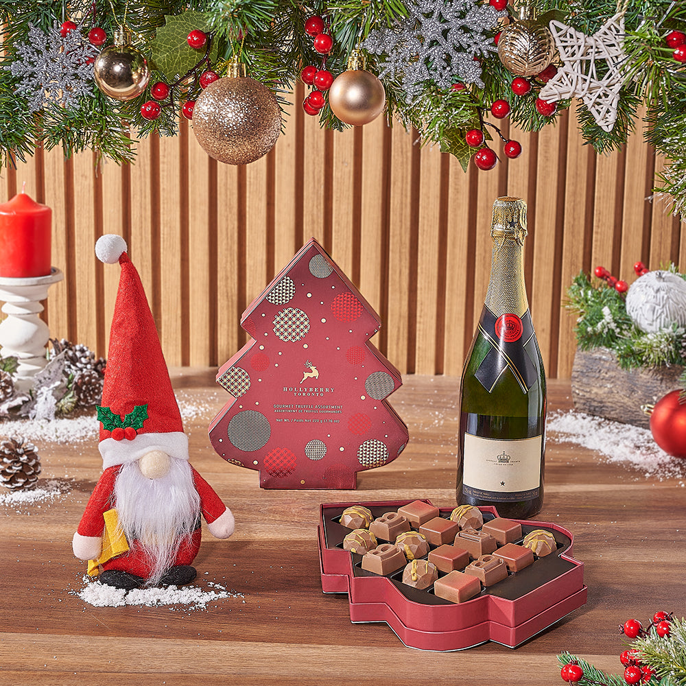 Santa &amp; Gourmet Chocolates with Champagne Gift Set, Christmas gift, Christmas, chocolate gift, chocolate, sparkling wine gift, sparkling wine, New Jersey delivery