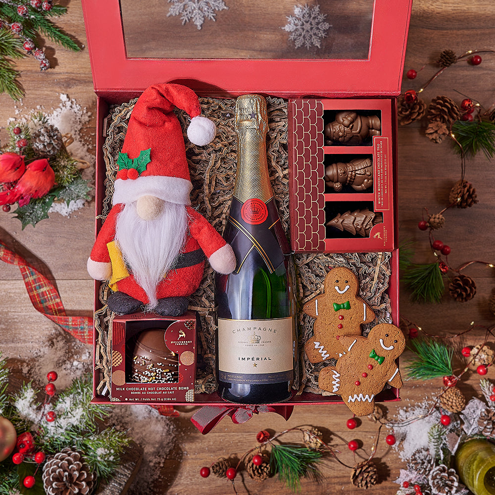 Santa’s Sweet Choice with Champagne, champagne gift, champagne, sparkling wine gift, sparkling wine, gourmet gift, gourmet, Christmas gift, Christmas, holiday gift, holiday - New Jersey Delivery