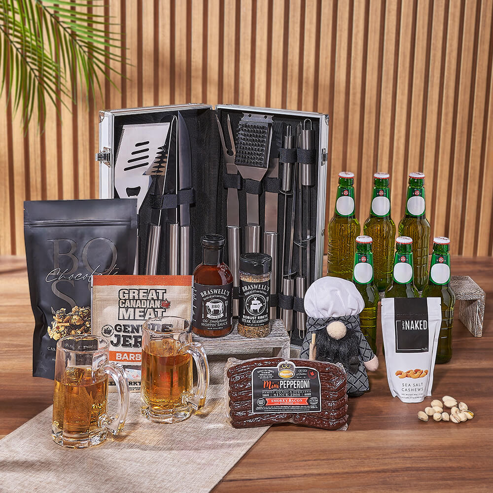 Beer and BBQ Snack Basket – how the gift is presented