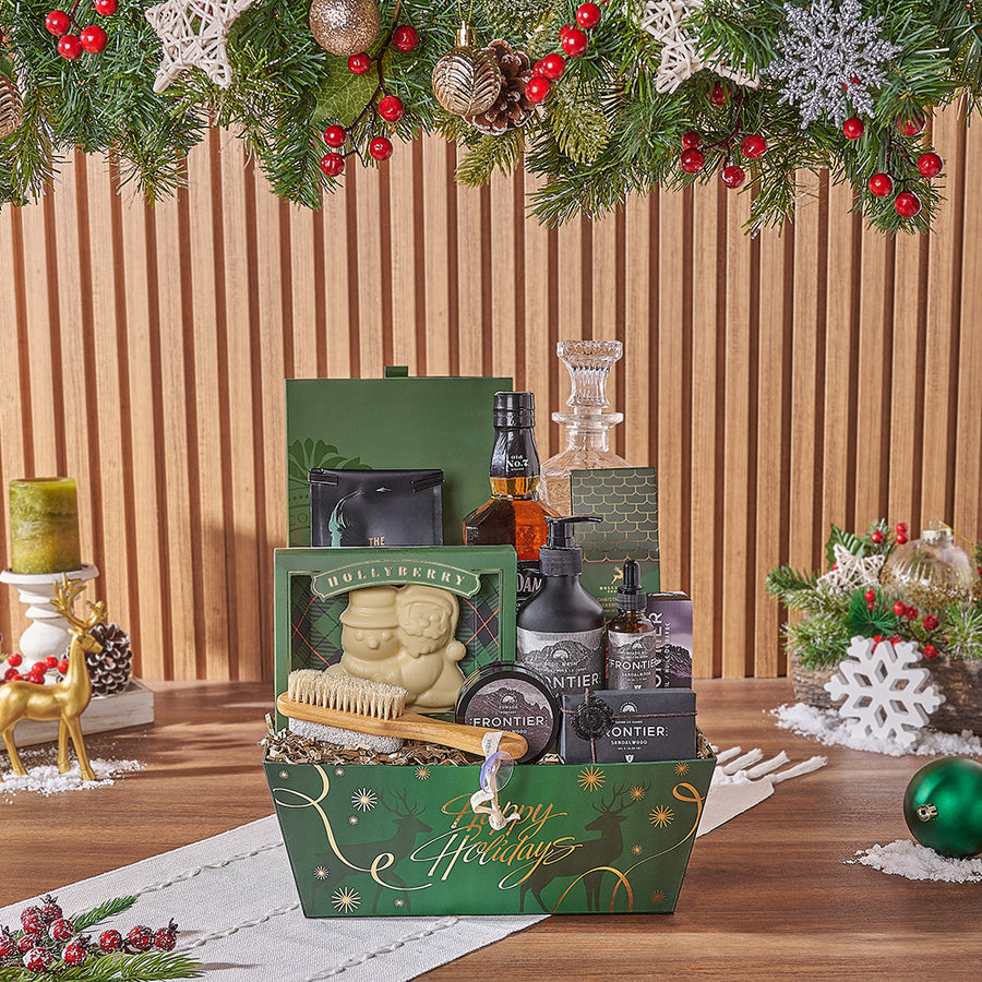 Spirits & Spa Holiday Gift Set, liquor gift, liquor, spa gift, spa, chocolate gift, chocolate, Christmas gift, Christmas, New Jersey delivery