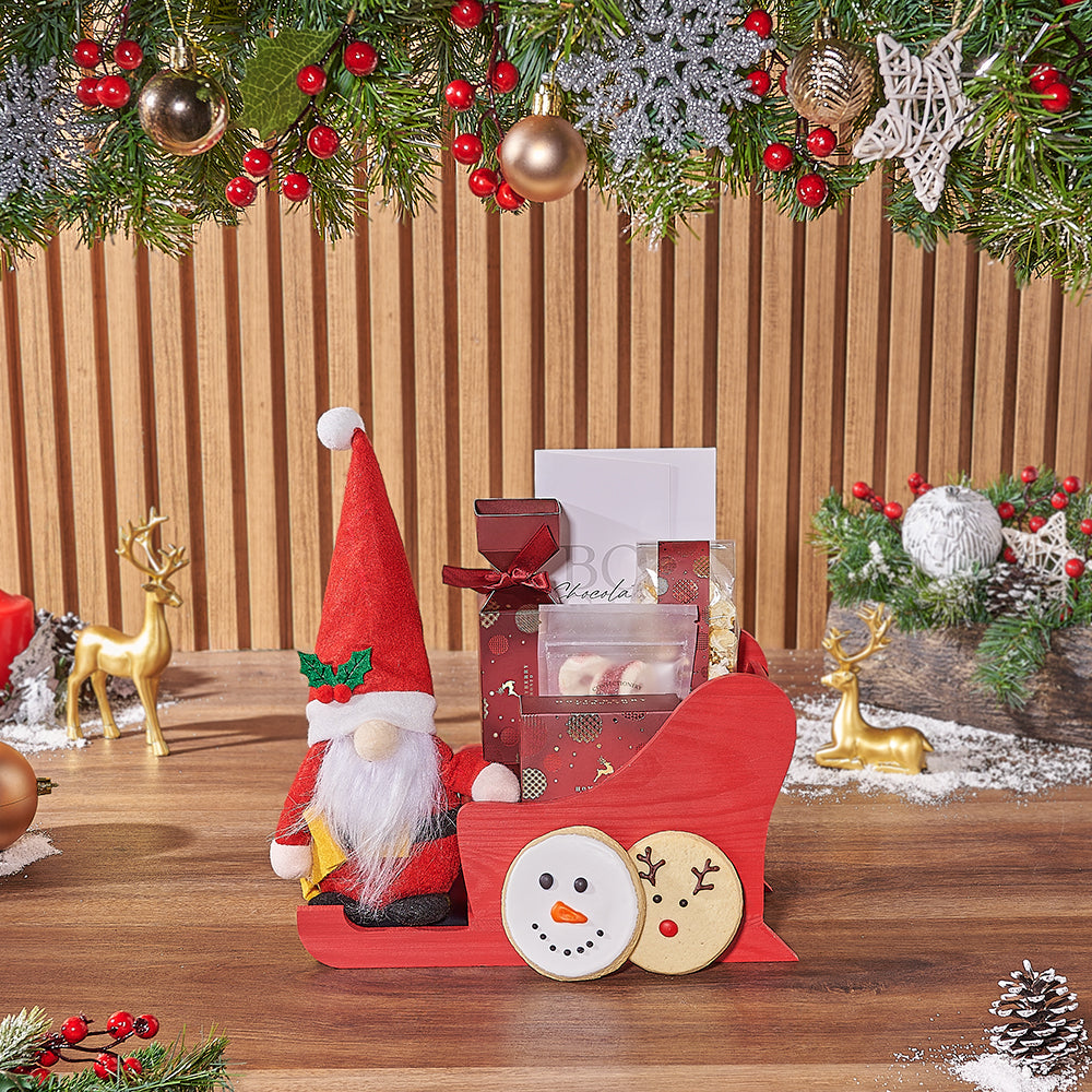 Holiday Chocolate Treats Sleigh – how the gift is presented