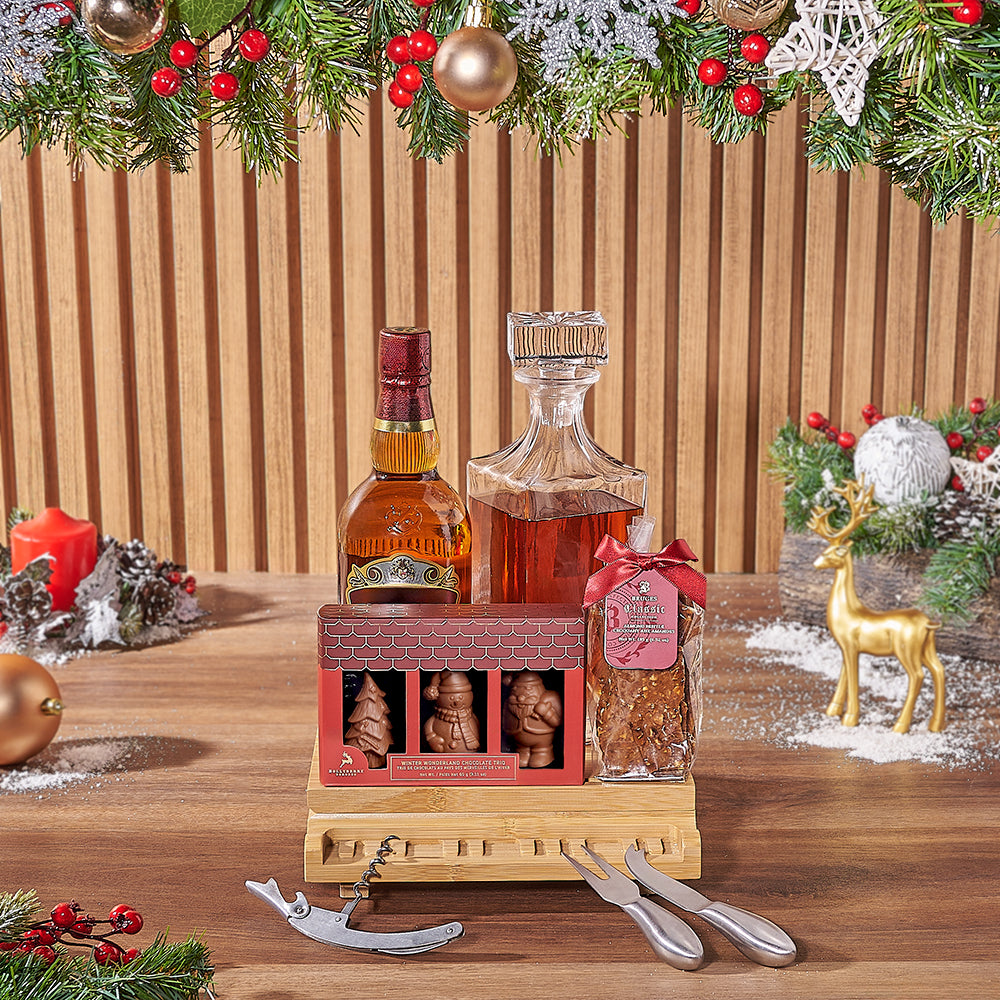 Sweet Treats &amp; Liquor Gift Set, Christmas gift, Christmas, chocolate gift, chocolate, decanter gift, decanter, New Jersey delivery