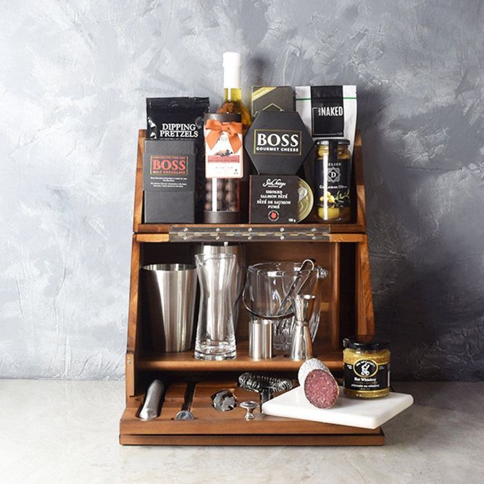 The Tabletop Bar Gift Set from New Jersey Baskets is an exquisite choice for those who appreciate the finer things in life, New Jersey delivery