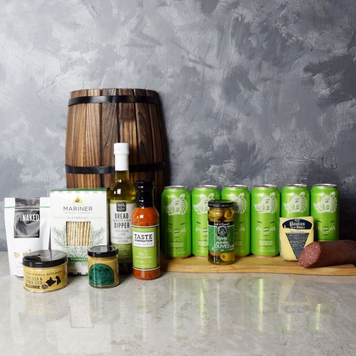 Beer and Salami Snack Gift Basket – how the gift is presented