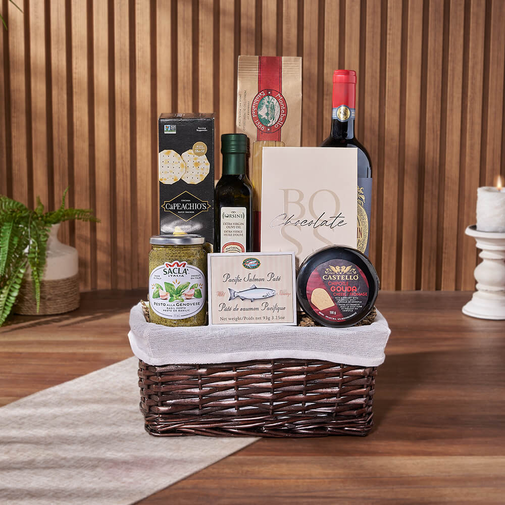 Taste of Indulgence Cheese &amp; Wine Gift Set, wine gift, wine, cheese gift, cheese, seafood gift, seafood, New Jersey delivery