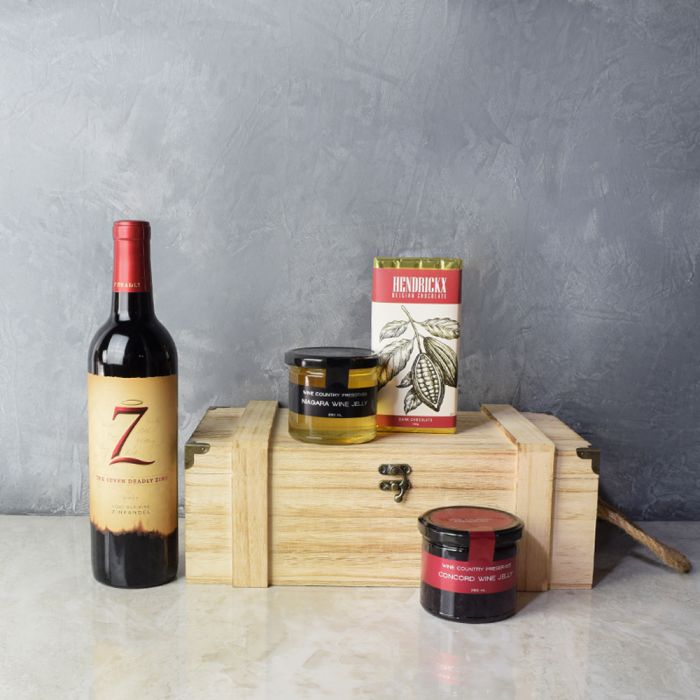 Wine and Preserves Gift Basket – how the gift is presented