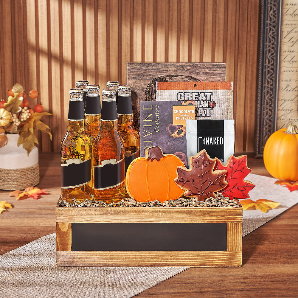 Thanksgiving Beer &amp; Treats Basket, thanksgiving gift, thanksgiving, beer gift, beer, cookie gift, cookie, New Jersey delivery