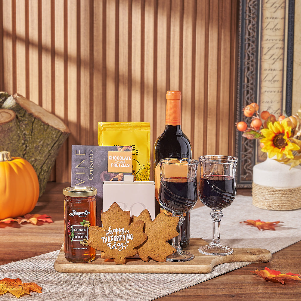 Thanksgiving Cookie &amp; Wine Gift, thanksgiving gift, thanksgiving, wine gift, wine, cookie gift, cookie, New Jersey delivery