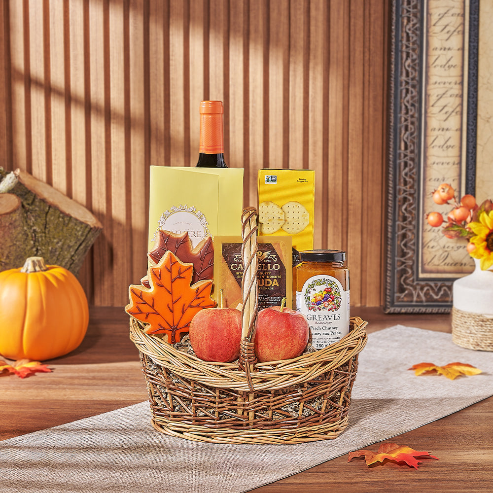 Thanksgiving Fruit &amp; Wine Basket, wine gift, wine, fruit gift, fruit, cookie gift, cookie, thanksgiving gift, thanksgiving, New Jersey delivery